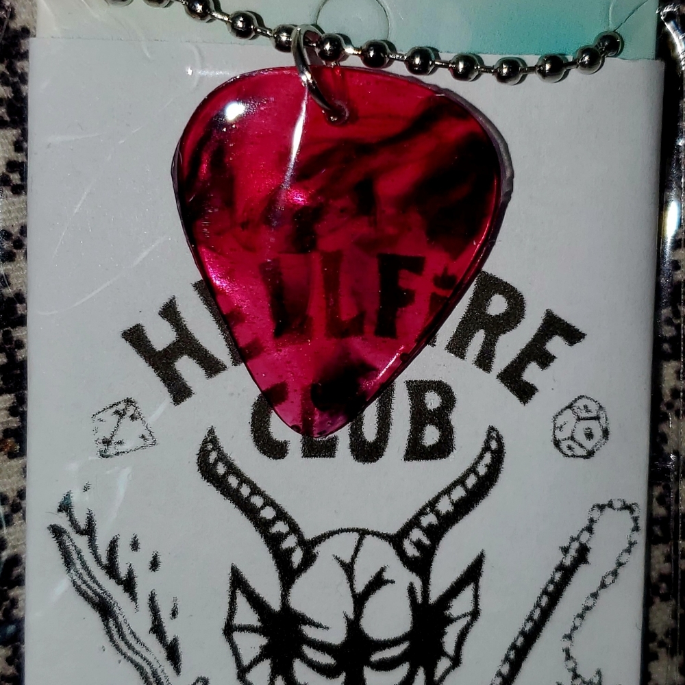 Stranger Things guitar pick necklace
